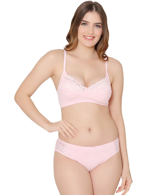 cotton panties for women with breathabilityBodycare women combed cotton embroidered pink bra & panty set-6439PI