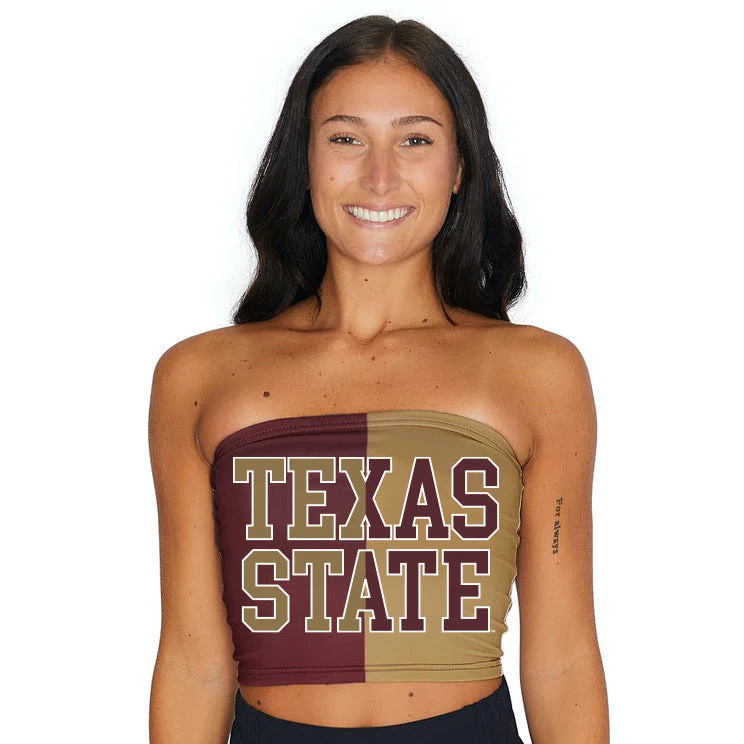 sheer women tube top for a see - through and alluring styleTexas State Two Tone Tube Top