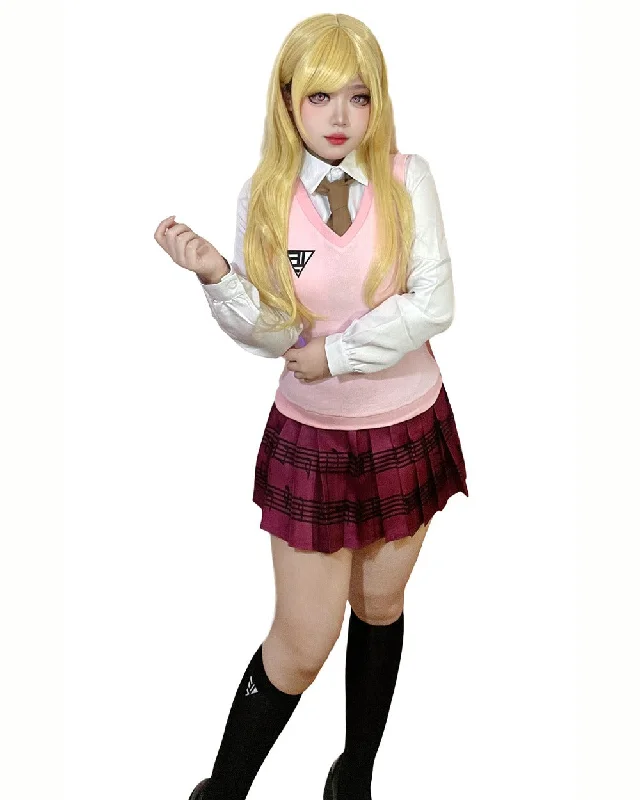 women attack on titan cosplay costumes odm - gearWomen's Kaede Akamatsu Cosplay Costume Pink Uniform US Size Cosplay Costume Outfit Vest Skirt Set with Socks