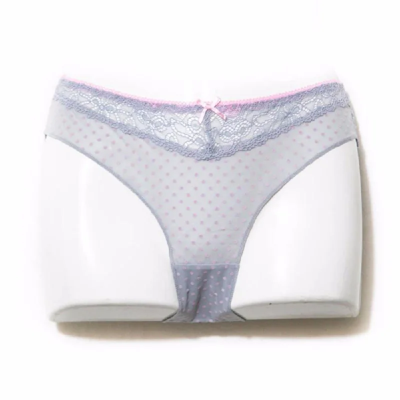 cotton panties for women with breathabilityGrey With Pink Dotted Net Lace Cotton Panty