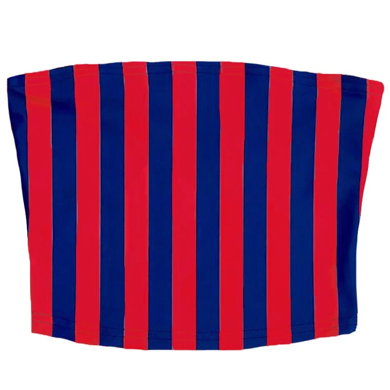 low - cut women tube top for a more revealing and sexy lookNavy & Red Striped Tube Top