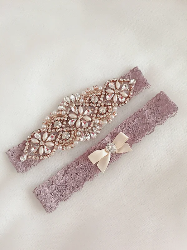 colorful women garters for funJUDY | Rose Gold Lavender Wedding,Rustic Wedding Garter Set Lavender Rose Gold,Bridal Garter Set