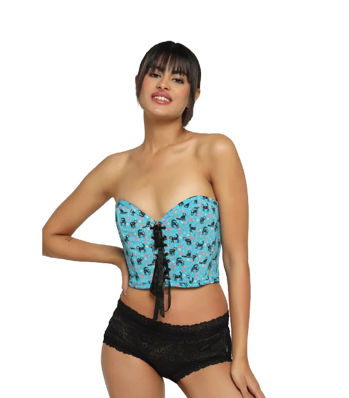 high - waisted women bustiers and corsetsCat printed Corset Top