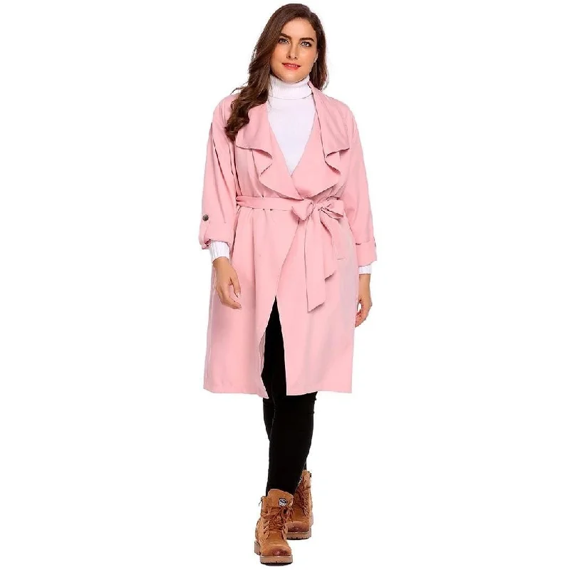 women sexy dresses for Flamenco showsANALUKE Solid Large Windbreaker Trench Coat