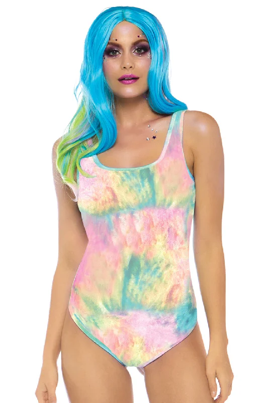 Compression Bodysuits for Post - Workout RecoveryPastel Tie Dye Tank Bodysuit