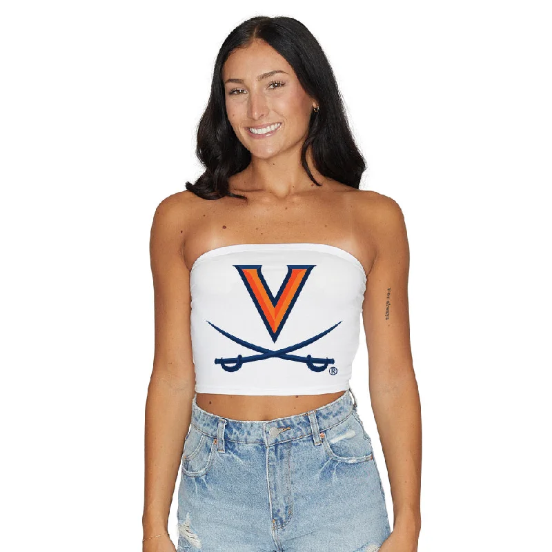 plus - size women tube top with wide - set straps for comfortVirginia Cavaliers White Tube Top