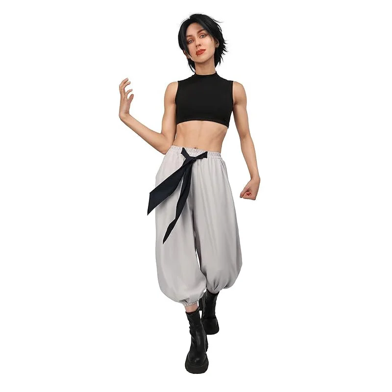 women custom - made cosplay costumesToji Fushiguro Cosplay Women Costume Black Stretchy Crop Top Pants Outfit