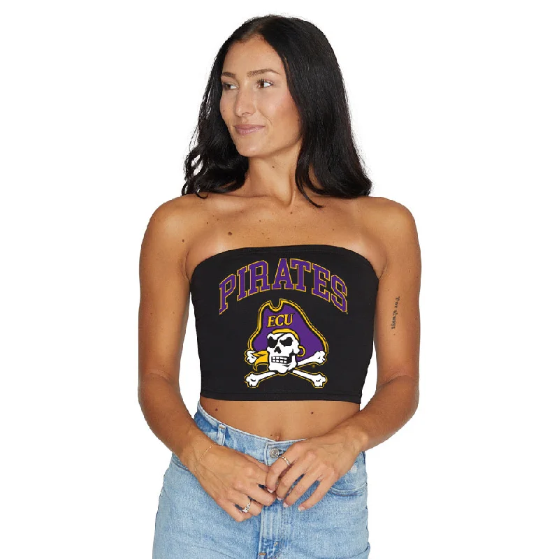 low - cut women tube top for a more revealing and sexy lookECU Pirates Black Tube Top