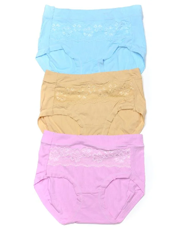 seamless wireless panties for women for a carefree experiencePack of 3 Basic Soft Cotton Stretchable Panty FP-656 - Mix Colors