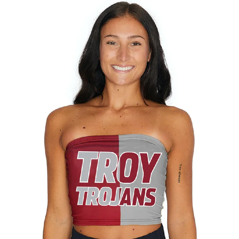 ruffled women tube top for a feminine and flirty lookTroy University Two Tone Tube Top