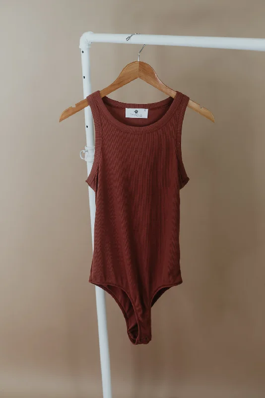 Maternity Bodysuits for Expecting Mothers' ComfortAll Me Ribbed Bodysuit, Dark Rust