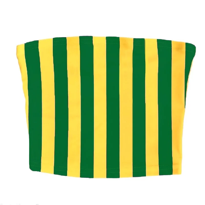 cold - shoulder women tube top for a fashionable and modern lookGreen & Yellow Striped Tube Top