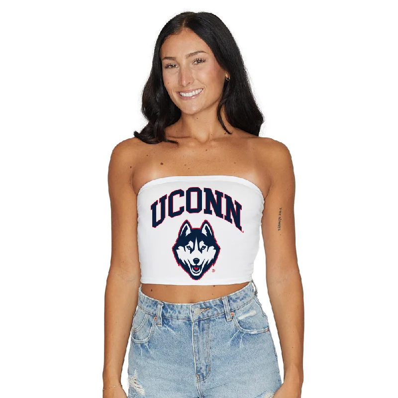 denim women tube top for a casual and rugged styleUConn White Tube Top