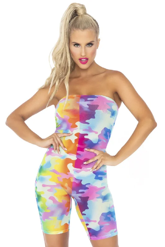 Plus - Size Bodysuits with a Comfortable and Flattering FitRainbow Camo Strapless Romper