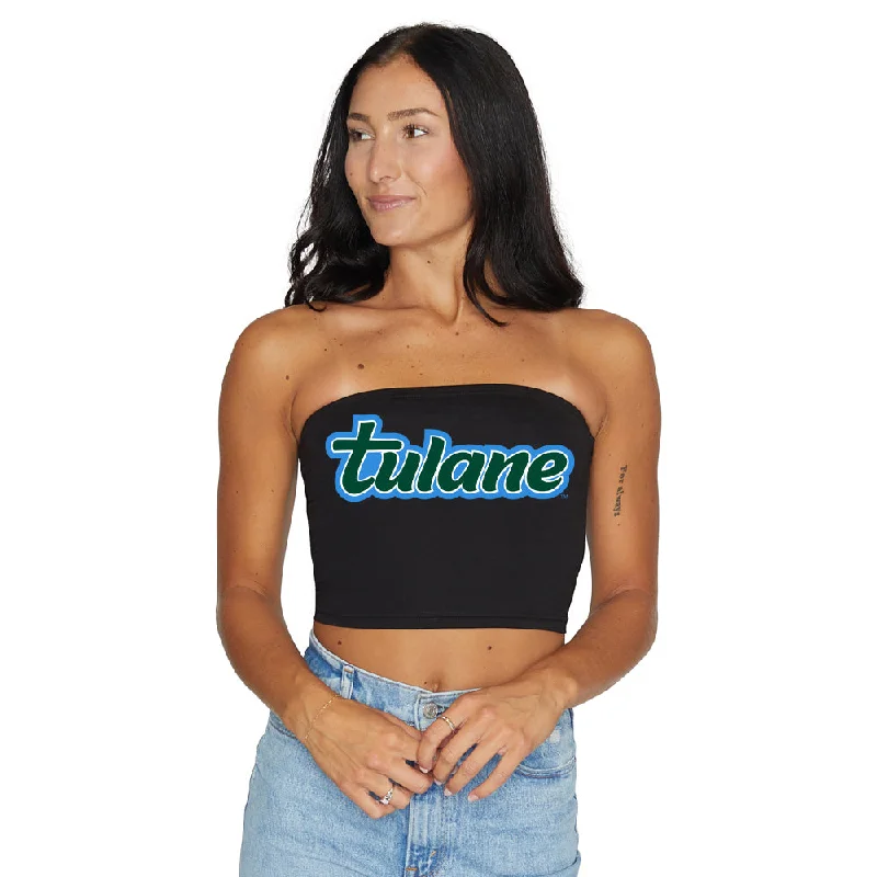 tie - back women tube top for a customizable and feminine touchTulane Groovy Black Tube Top