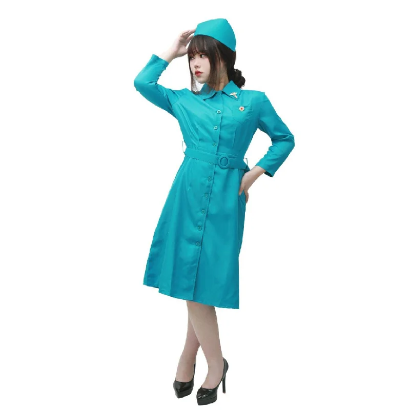 women cosplay costumes for first - timersRatched Cosplay Costume Blue Nurse Dress with Belt and Hat