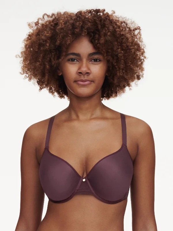 plus size women plunge bra for low - cut topsC Jolie Memory Form T-Shirt Bra In Aubergine - Chantelle