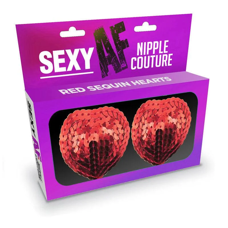 corset style women sexy lingerieSexy AF - Nipple Couture Red Hearts - Red Sequin Reuseable Nipple Pasties