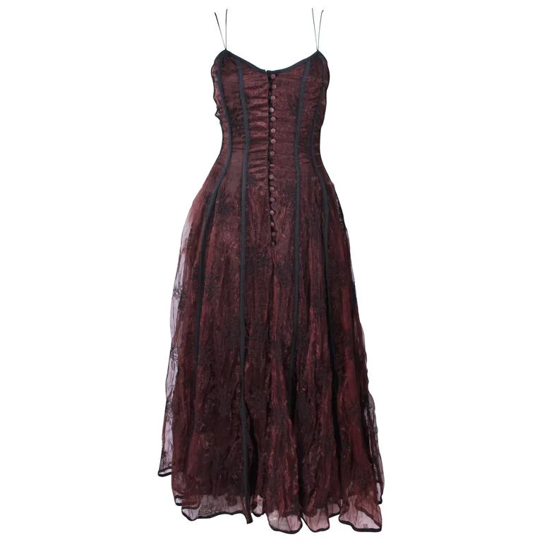 longline women bustiers and corsetsKAAT TILLY Brown Crinkled Lace Corset Lace Gown Size 36