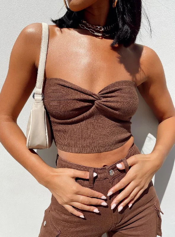 long - length women tube top for a tunic - like lookKallista Top Brown