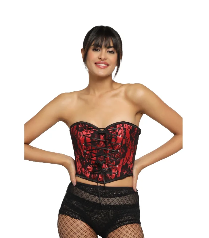 back lacing women bustiers and corsetsBlack Red Corset Top