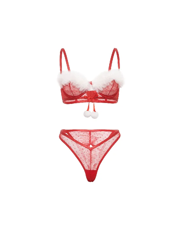 machine washable women sexy lingerieApril Santa Sexy Bra Set