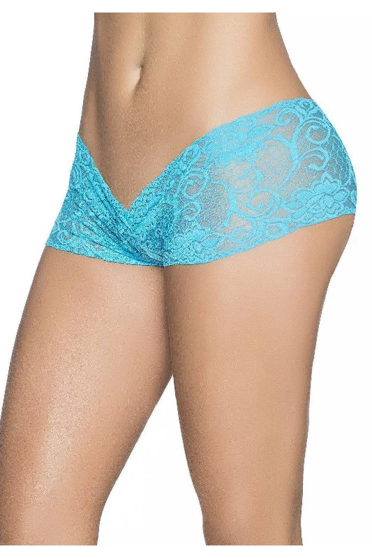 sheer - panel women boyshort lingerieCrotchless Boyshort | Turquoise