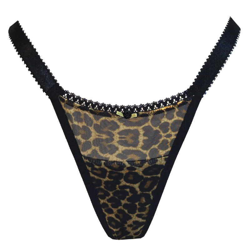 silk women garters luxuryANNA THONG - LEOPARD