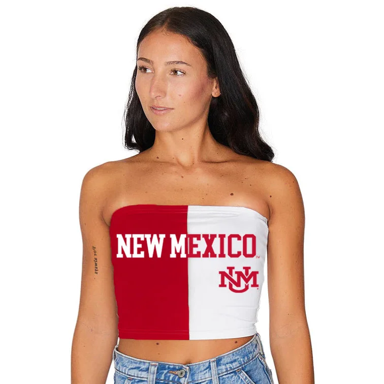 ruched women tube top for a flattering silhouetteNew Mexico Lobos Two Tone Tube Top