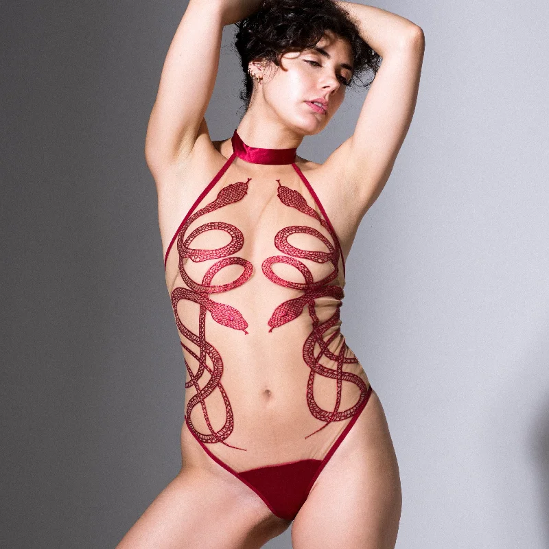 Button - Front Bodysuits with a Classic and Timeless AppealMedusa Bodysuit - Oxblood - Available in Multiple Nudes