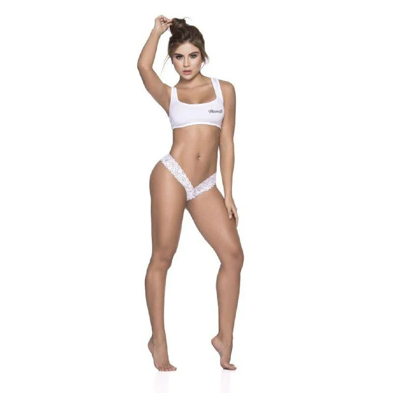 silk women sexy lingerie luxurySexy Lace Thong White