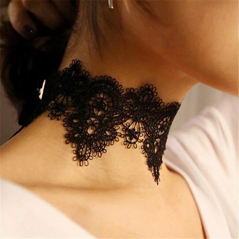 mesh women bustiers and corsetsSeductive Wide Lace Choker