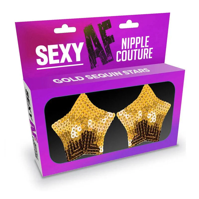 crotchless women sexy lingerieSexy AF - Nipple Couture Gold Stars - Gold Sequin Reusable Nipple Pasties