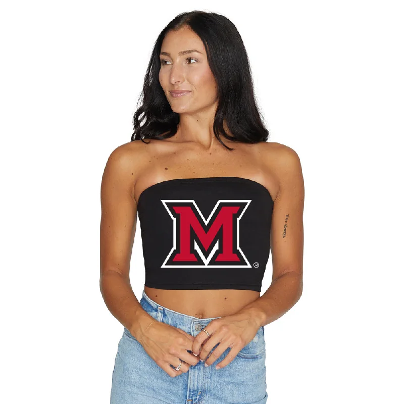 ruffled women tube top for a feminine and flirty lookMiami University Black Tube Top