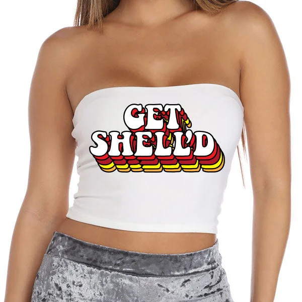 knot - front women tube top for a unique and flattering detailGet Shell'd White Tube Top