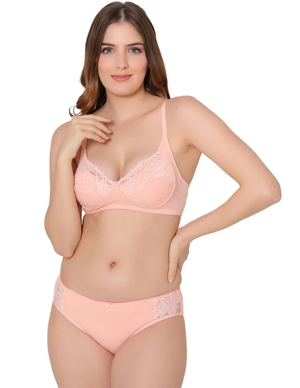 high cut panties for women to show off legsBodycare women combed cotton embroidered peach bra & panty set-6439PEA