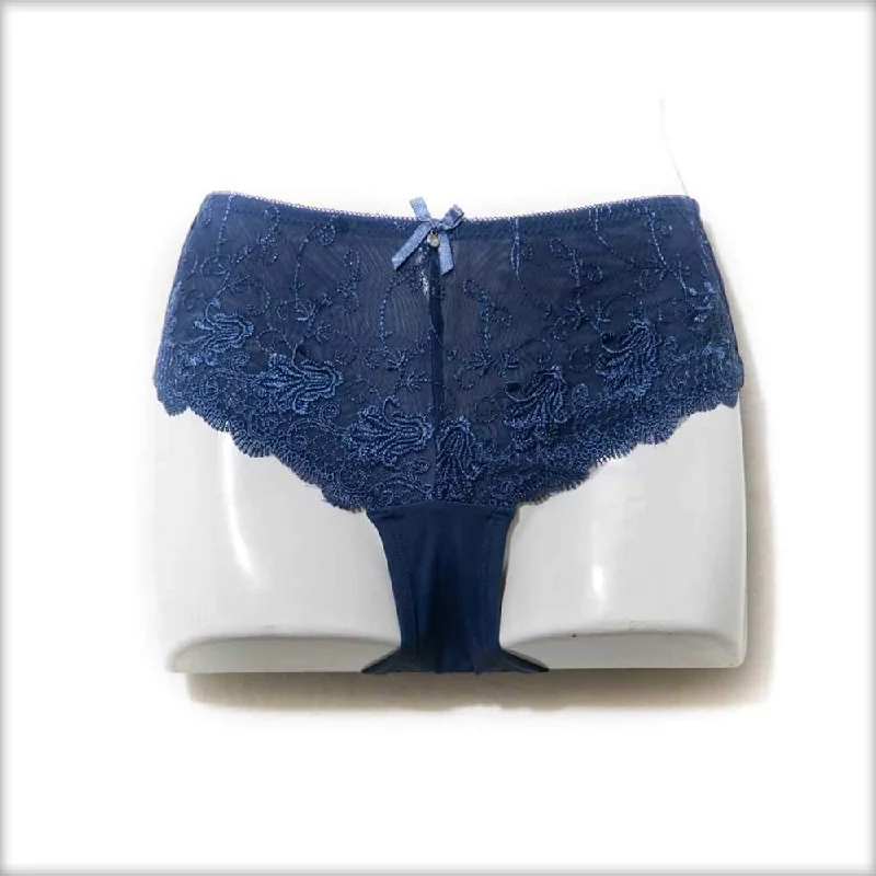 moisture wicking panties for women during workoutsBridal Panty - Blue Embroidered Net Panty