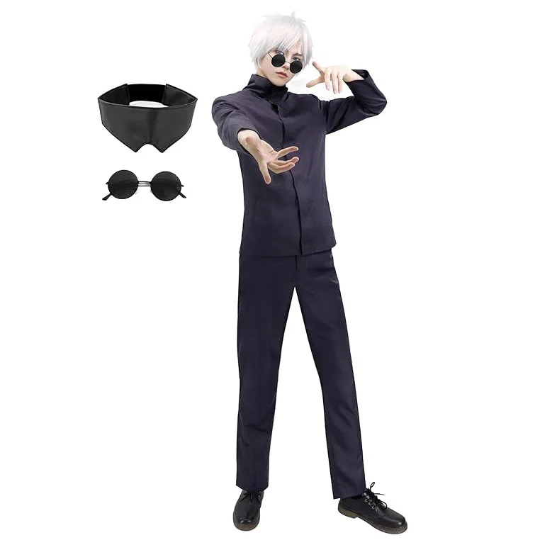 women anime cosplay costumes popularDAZCOS Satoru Cosplay Men's US Size Outfit with Glasses Blindfold Jacket Pants Costume for Adult