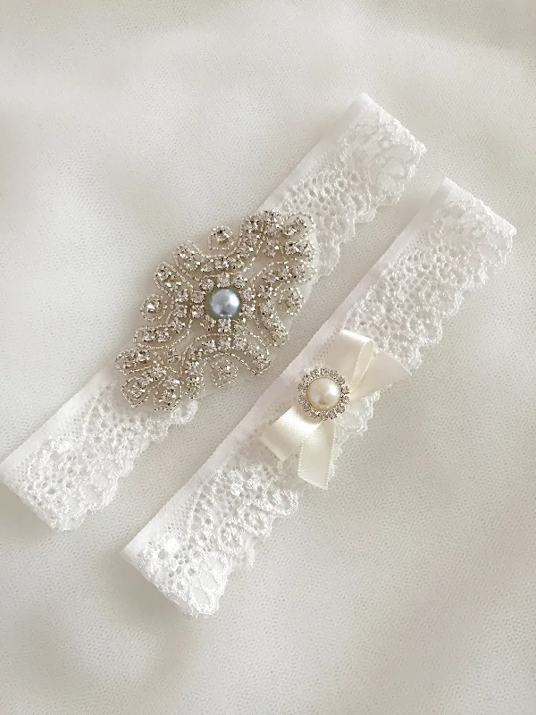 honeymoon women gartersBELLA| Wedding Garter Set with Crystals and Pearls - Bridal Accessories