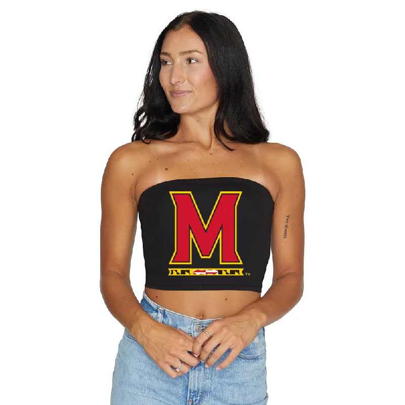 seamless women tube top for a smooth under - clothes lookMaryland Terps Black Tube Top