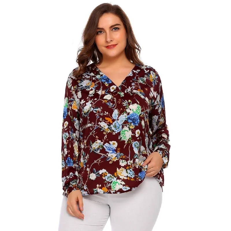 women sexy dresses for destination bachelorette partiesANALUKE Pullover Floral Printed Long Sleeve T-Shirt