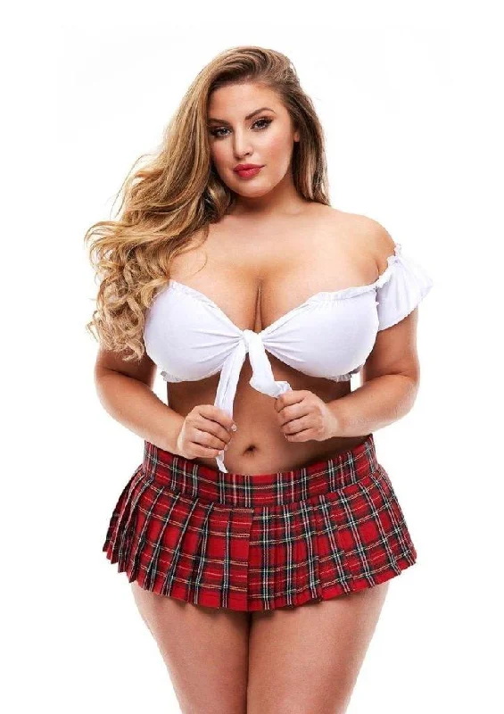 plus size women sexy lingerie setsSexy School Girl Tie Top White