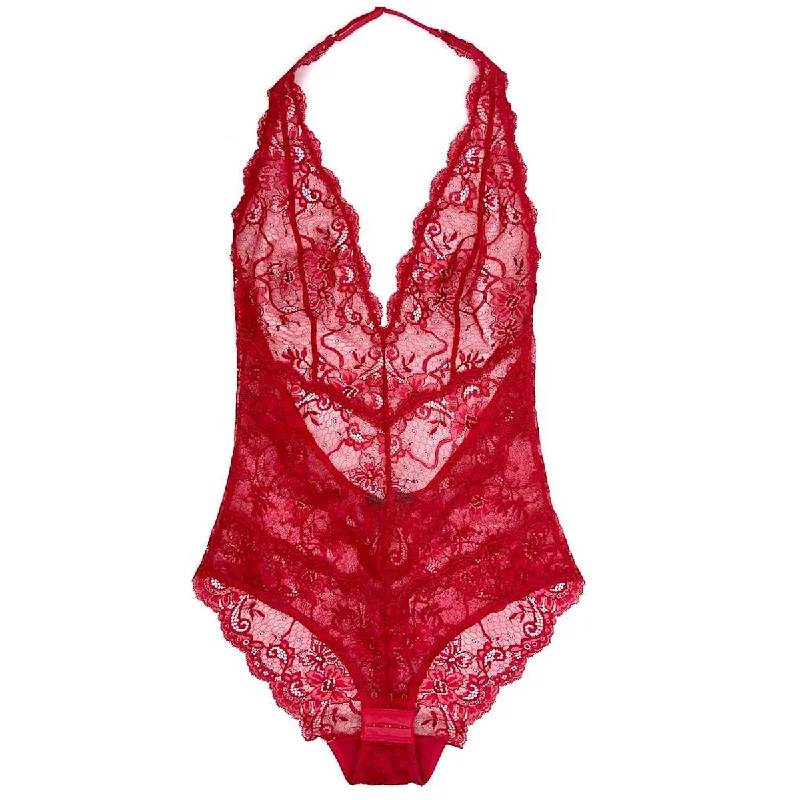 Plus - Size Bodysuits with a Comfortable and Flattering FitAll Lace Amour Halter Bodysuit