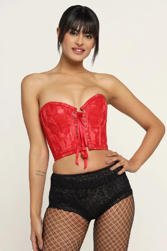 mesh women bustiers and corsetsRed Corset Top