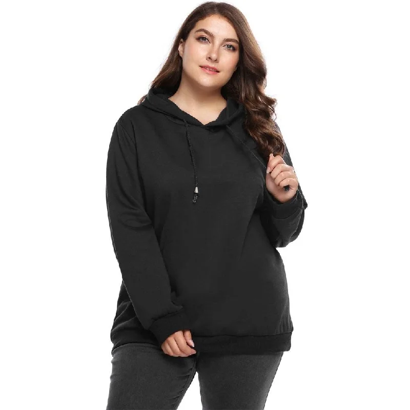 women sexy dresses for burlesque nightsANALUKE Fleece Drawstring Solid Pullover Hoodie