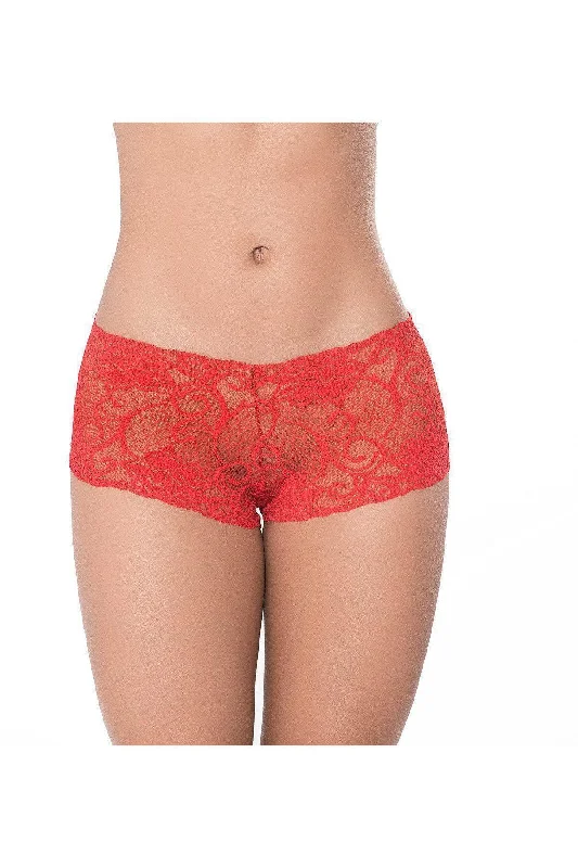 women boyshort with bow accentsLace Boyshort | Red