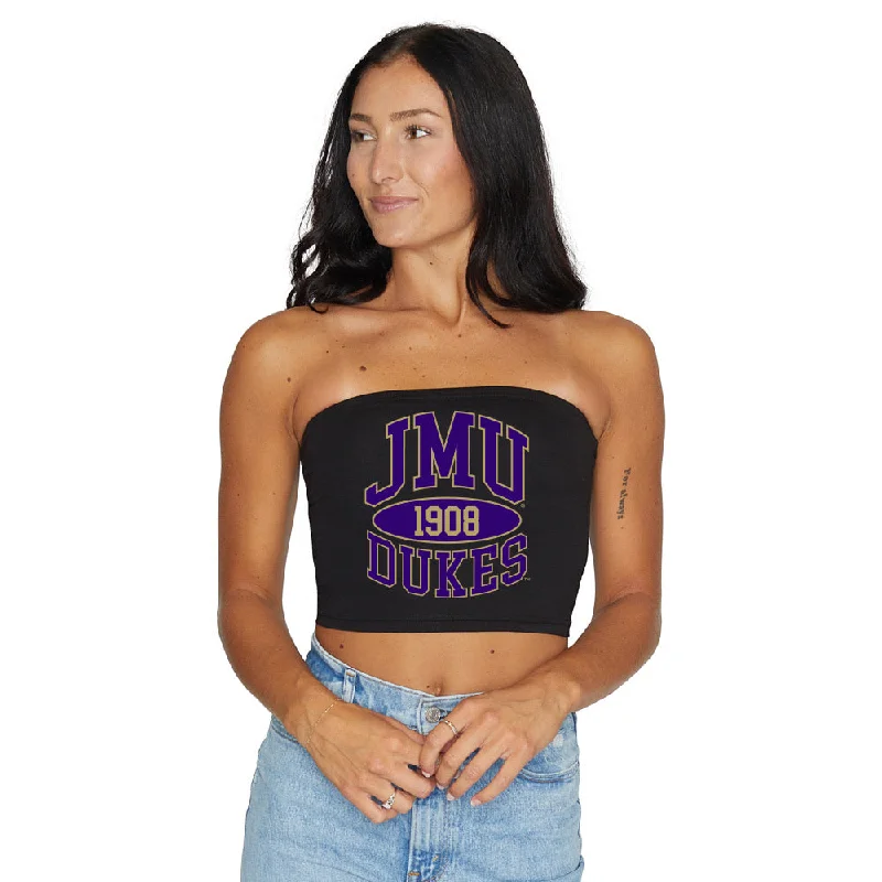 ribbed women tube top for added textureJMU 1908 Black Tube Top