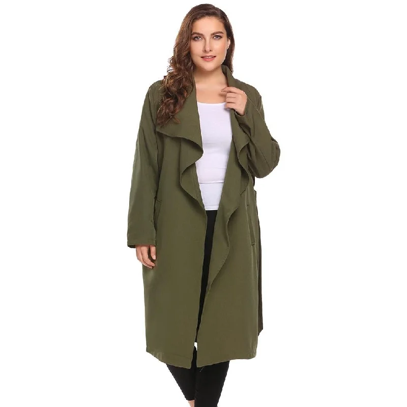 women sexy dresses for themed partiesANALUKE Draped Open Front  Trench Coat