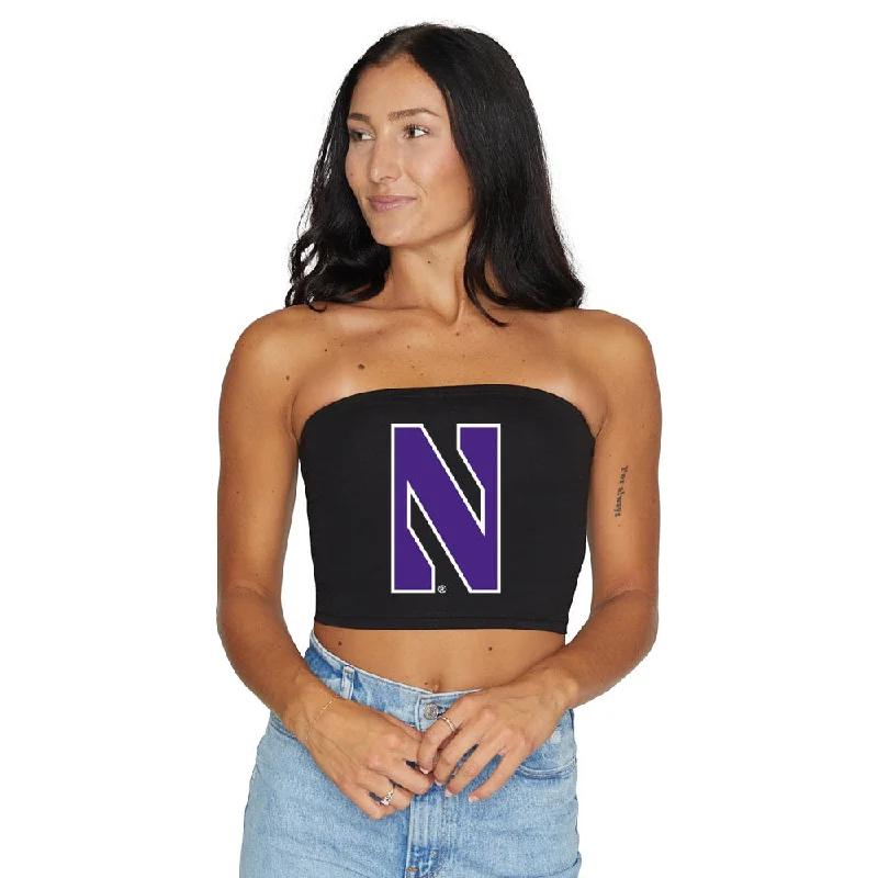 recycled - material women tube top for sustainable fashionNorthwestern Wildcats Black Tube Top