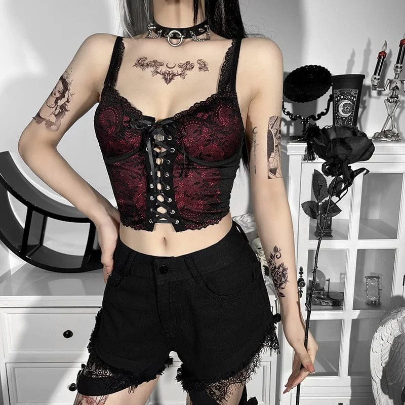 minimalist women bustiers and corsetsWomen's Gothic Strappy Lace Hem Bustier